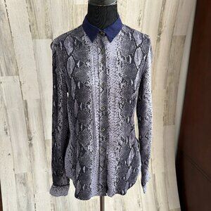 Paul Smith Women's Size 6 EU Size 42 Viscose Snake Print Button Down Blouse